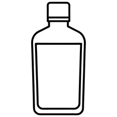 Mouthwash bottle line art – minimalist vector icon for oral care on white background