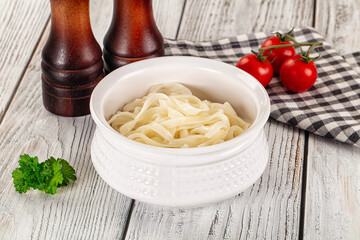 Boiled wheat asian udon noodles