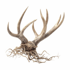 Fototapeta premium Antlered Tree of Life Surreal Roots and Branches Against Vibrant Magenta
