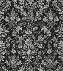 Intricate black & white damask, seamless floral & geometric pattern , elegant, dark