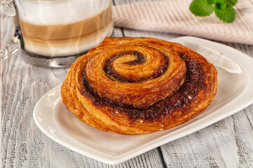 Homemade cinnabon swirl pastry with cinnamon