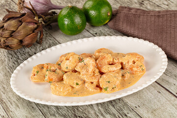 Prawn in white cream sauce