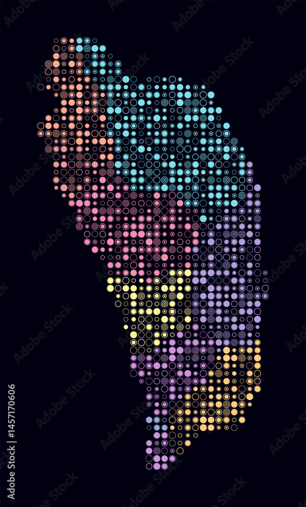 Poster dominica, shape of the country build of colored cells. digital style map of the dominica on dark bac