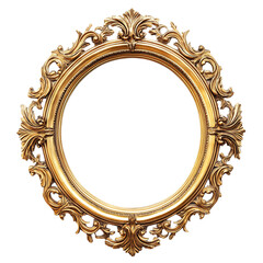 Statement Wall Mirror with Ornate Gilded Frame Isolated on Transparent Background