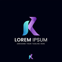 Gradient Letter K Logo Modern 3D Abstract Branding Design