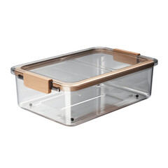 Under-bed storage box with clear lid, isolated on transparent background