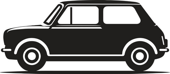 Naklejka premium Vintage car black silhouette vector illustration isolated on white background 
