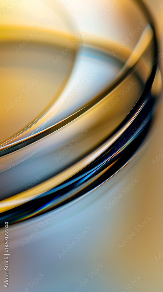 Poster abstract background of smooth gold and blue curves creating a modern geometric design for business p