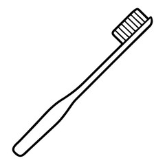 Toothbrush with bristles – thin outline vector for dental health