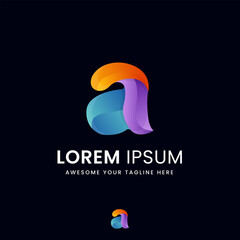 Modern Gradient A Letter Logo Creative 3D Colorful Branding Design