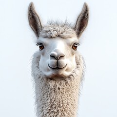 Fototapeta premium Close Up Portrait Of A Cute White Llama Looking At The Camera