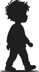 cute kid black silhouette vector illustration isolated on white background