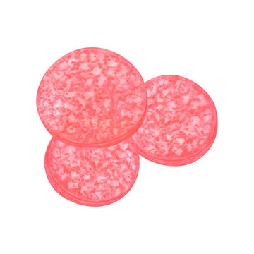 red salami slices on white background clip art preview