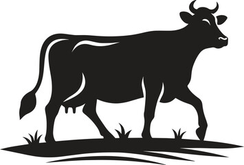 Domestic Cow black silhouette vector illustration isolated on white background