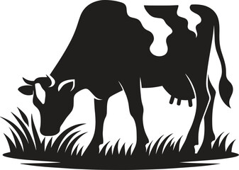Domestic Cow black silhouette vector illustration isolated on white background