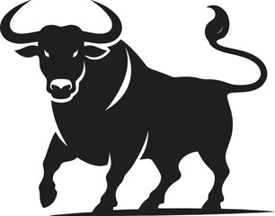 Giant bull black silhouette vector illustration isolated on white background