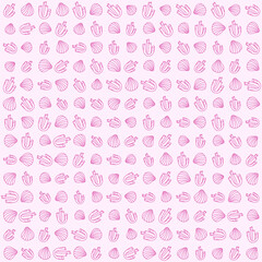 Illustration of tropical beach pattern with unique seashells and coral