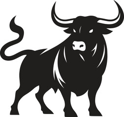 Giant bull black silhouette vector illustration isolated on white background