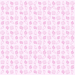 Unique summer vector pattern with seashells, sailboat, coral reef