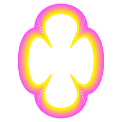 Vivid Festive Neon Retro Border Icon. Bright Vibrant Positive Disco Frame Canvas. Pink and yellow Outline Line Curve Wavy Abstract Shape Decoration Isolated on White