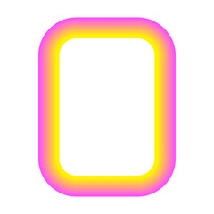Vivid Festive Neon Retro Border Icon. Bright Vibrant Positive Disco Frame Canvas. Pink and yellow Outline Line Curve Wavy Abstract Shape Decoration Isolated on White