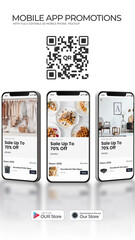 3D Mobile Phones Carousel for Mobile App Promo