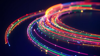 Vibrant Multicolored Light Streams with Dynamic Digital Flow