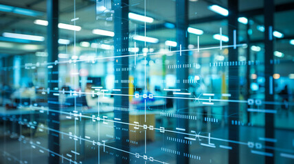 Modern Glass Office Interior with Technological Workspace Environment