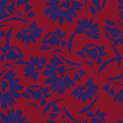 Elegant trendy vector ditsy floral seamless pattern design of beautiful abstract flowers and leaves. Foliage repeat texture background. Suitable for wallpaper, surface printing and textile