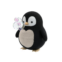 Adorable Knit Penguin Blowing Soap Bubbles