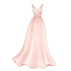 Blush Pink Glittery A-Line Wedding Gown Illustration