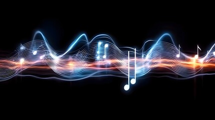 Abstract Music Visualization with Colorful Waves and Light Effects against a Dark Background