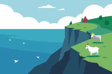 Obraz premium vector illustration of a rural landscape