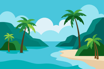 Fototapeta premium tropical beach with palm trees