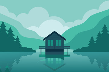 Fototapeta premium house on the lake