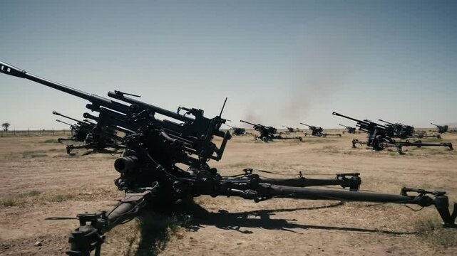 Type 59-1 130mm towed field guns in formation.