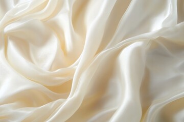 Obraz premium Luxurious cream-colored silk fabric draped in elegant folds.