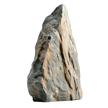 Realistic Grey Rock Formation, Isolated Mountain Peak Clipping Path isolated on transparent background