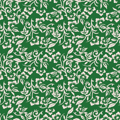 Elegant trendy vector ditsy floral seamless pattern design of beautiful abstract flowers and leaves. Foliage repeat texture background. Suitable for wallpaper, surface printing and textile