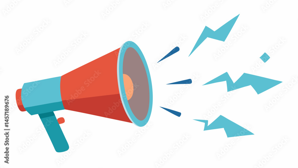 Poster broken megaphone an of a megaphone with cracks and fading sound waves spreading outwards symbolizing