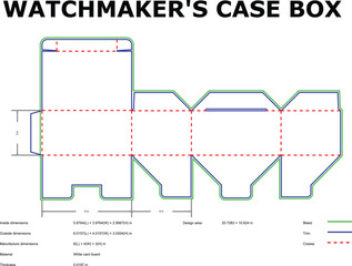 Professional Watchmaker Box Packaging Dieline Template for Product Design and Manufacturing
