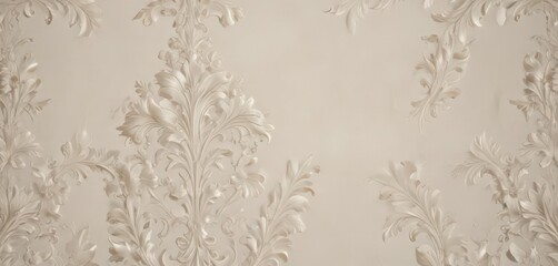 Obraz premium Subtle ivory damask, delicate acanthus leaves, sophisticated texture , background, vine, subtle
