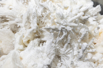 Argonite, a growth of stalactites. A highly detailed macro view o