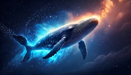 Fototapeta premium Whale in Space: Cosmic Ocean Dreams