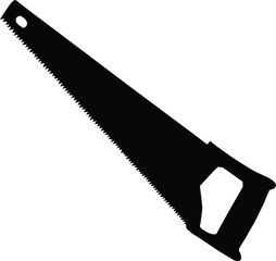 Silhouette of a Hand Saw – Essential Carpentry and DIY Cutting Tool – Sharp-Toothed Blade for Woodworking, Construction, and Manual Crafting – Minimalist Black Design