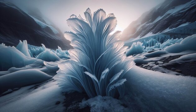 Glacial flowers Delicate flower like formations of ice that appe