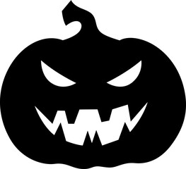 A spooky pumpkin silhouette with sharp, glowing eyes and jagged teeth, symbolizing Halloween's eerie spirit, perfect for seasonal themes.
