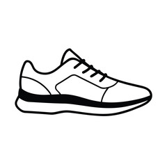 side profile classic running shoe vector art silhouette 