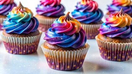 Galaxy Themed Cosmic Swirl Birthday Cupcakes