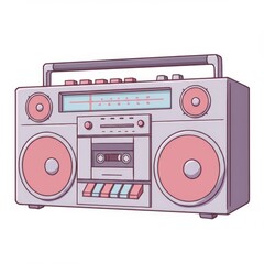 Fototapeta premium Retro Pink and Gray Pixel Art Boombox